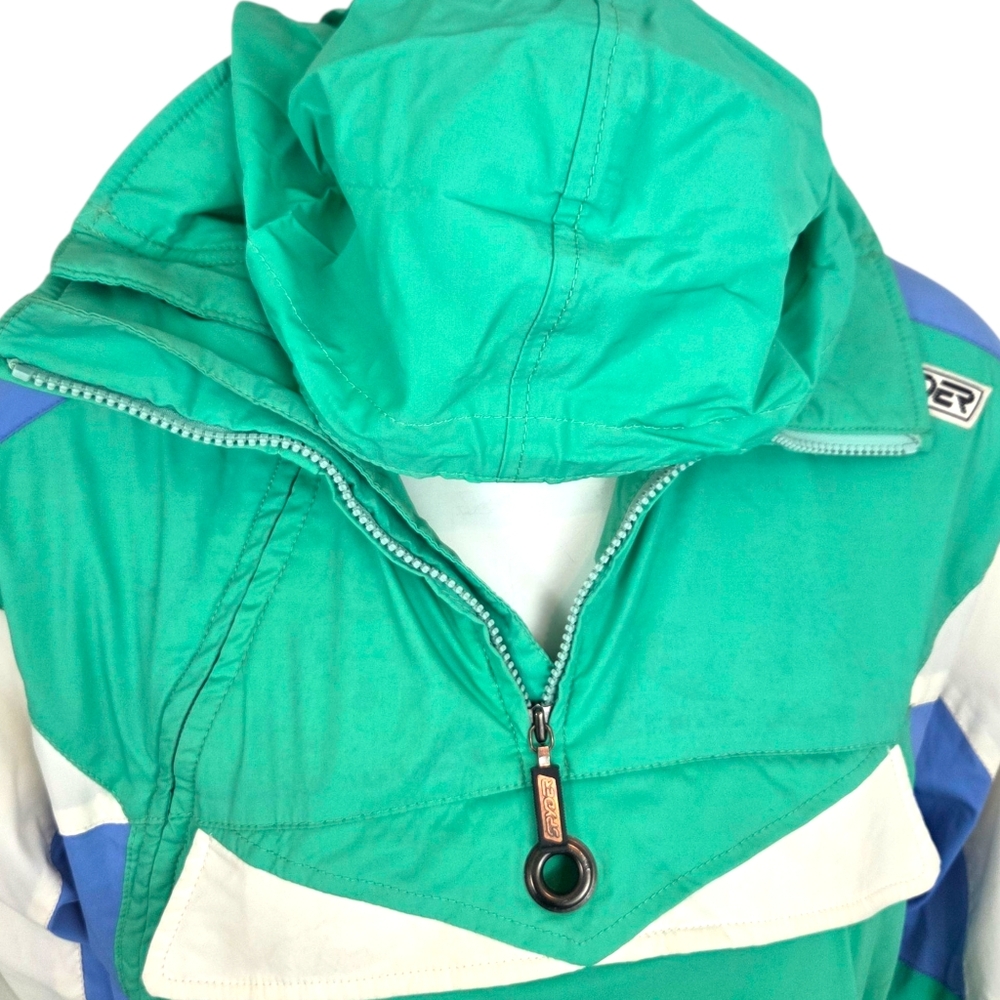 Vintage 80s 90s Colorblock Windbreaker Ski Snow Jacket Half Zip Anorak Womens 12 - Picture 12 of 15